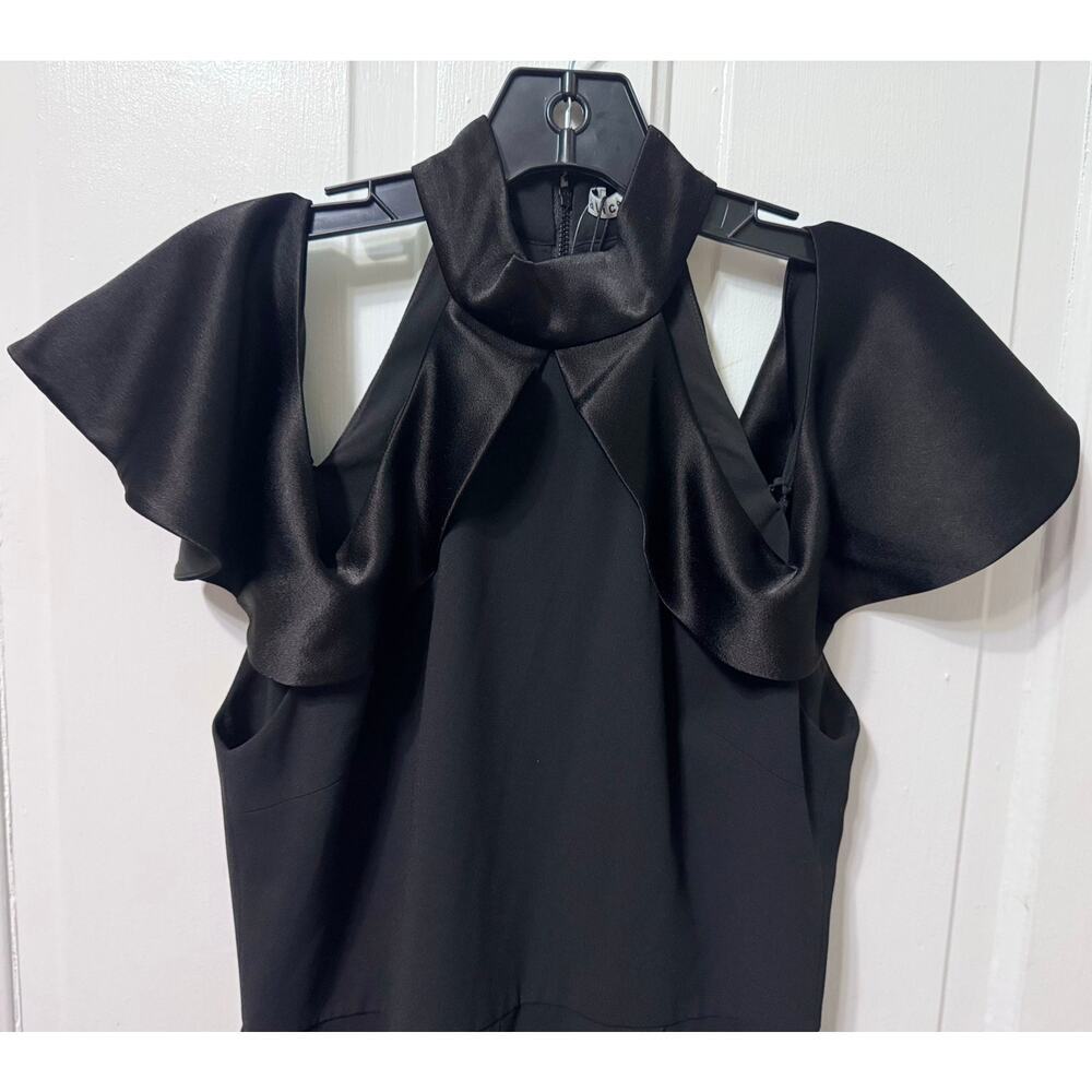 NWT Alice & Olivia Black Cold Shoulder Ruffle Romper Size 8 - Picture 4 of 10